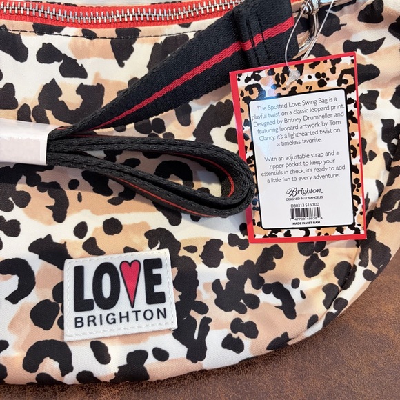 Brighton Love Leopard Swing Bag NWT Y2K Coquette Nylon Crossbody - Picture 4 of 8